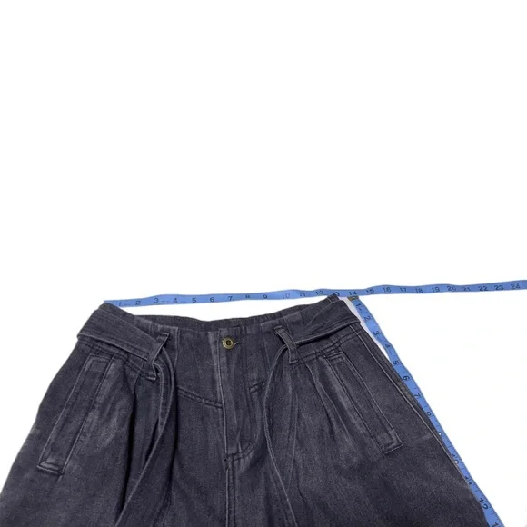 NWT VERY J Belted Bow Zip Button Relaxed fit Baggy Black Denim Jeans - Picture 6 of 7